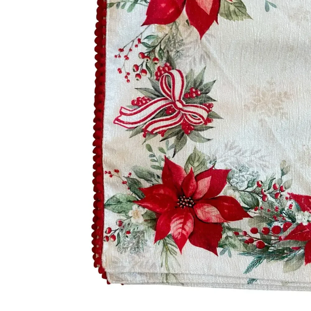 Max Studio Christmas Poinsettia & Bows Placemats 13x19 Set of 4 Holiday Red NEW